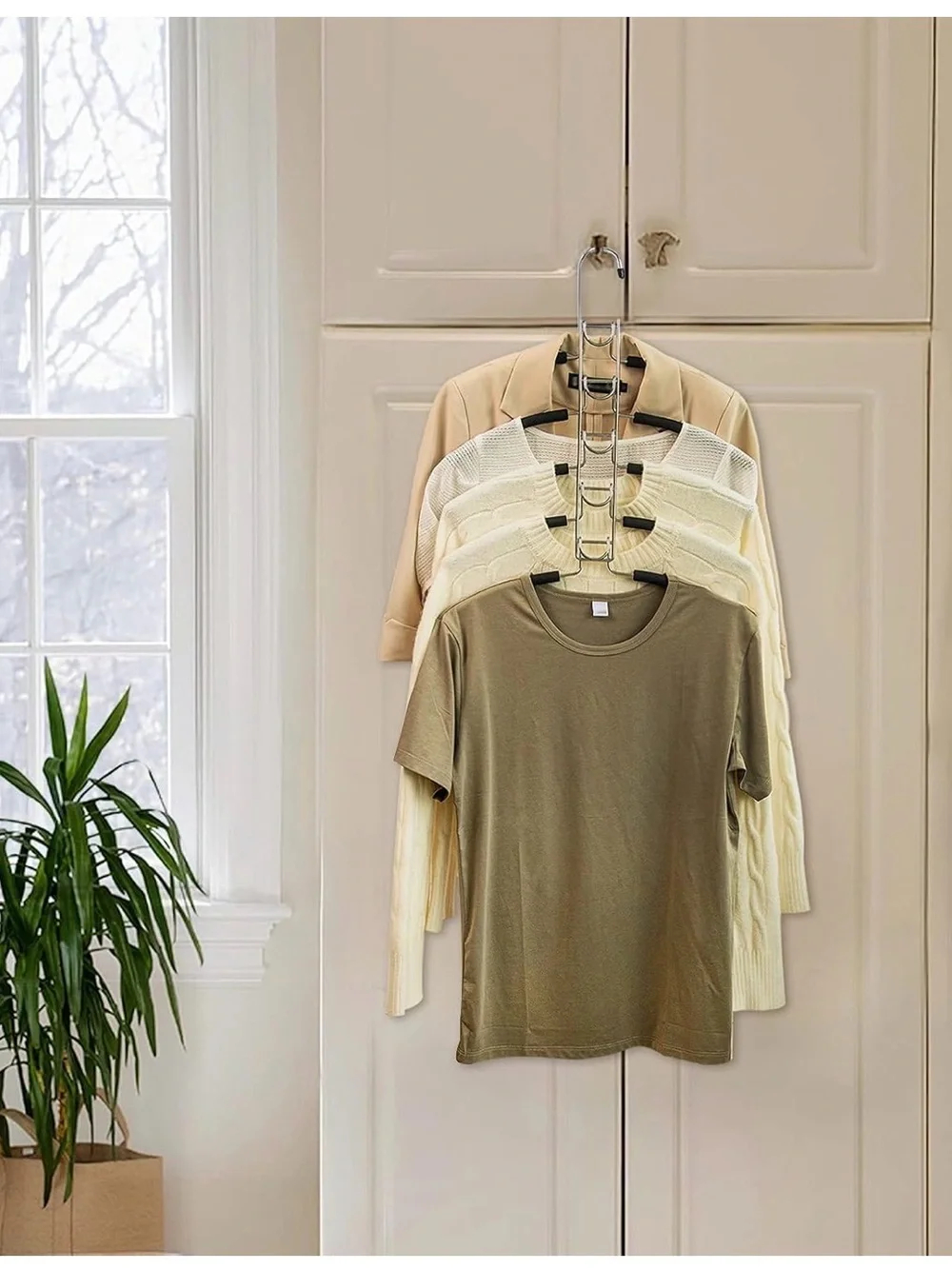 2 Pack 5 Tier Space Saving Closet Hangers Non Slip Foam Metal Organizer